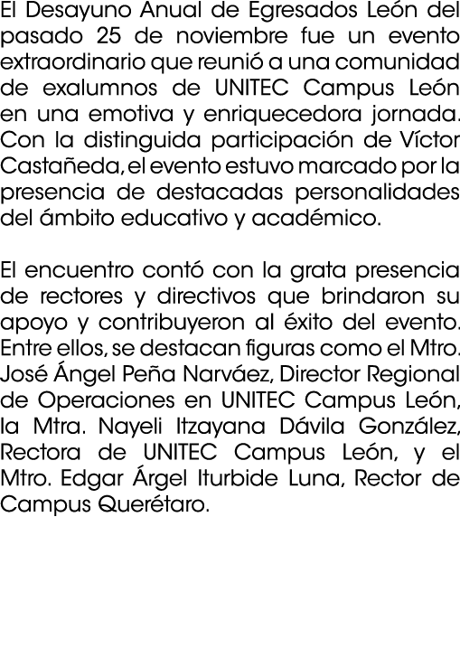 El Desayuno Anual de Egresados Le n del pasado 25 de noviembre fue un evento extraordinario que reuni a una comunida...