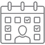 Calendario con icono de persona en el centro y varias casillas marcadas con un s mbolo de verificaci n. Descripci n generada con IA