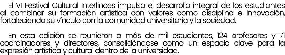  El VI Festival Cultural Interlinces impulsa el desarrollo integral de los estudiantes al combinar su formaci n art s...