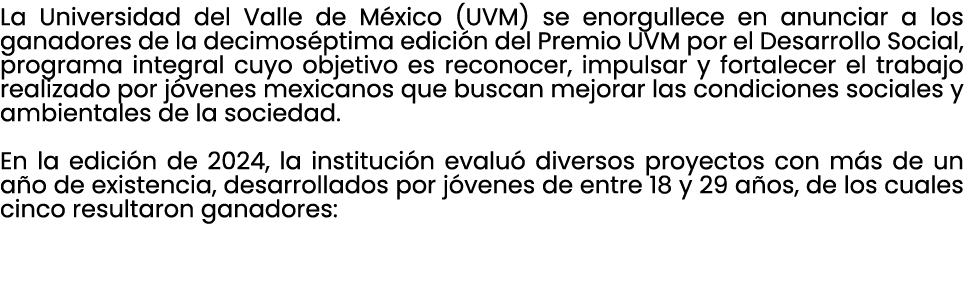 La Universidad del Valle de M xico (UVM) se enorgullece en anunciar a los ganadores de la decimos ptima edici n del P...